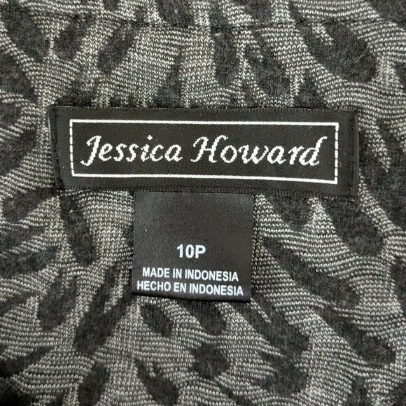 JESSICA HOWARD Black/Gray Short Sleeve Cowl Neck, Short Dress; Size 10P - Picture 4 of 5